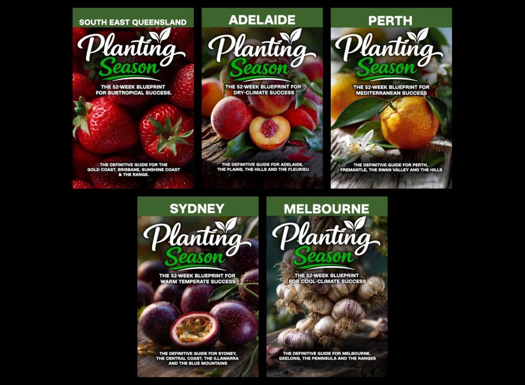 Planting Season vegetable gardening books for South East Queensland, Adelaide, Perth, Sydney and Melbourne